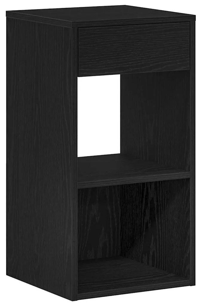 858715 vidaXL Нощно шкафче с чекмедже, черен дъб, 35x34x66,5 см