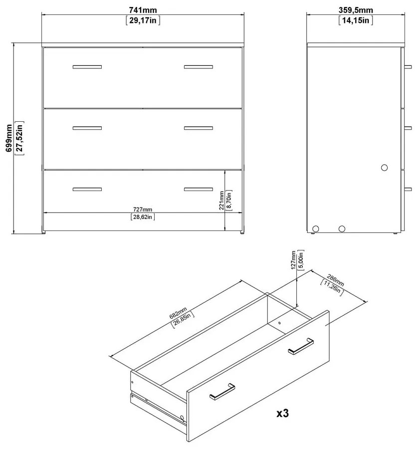 Бял нисък скрин 74x70 cm Space – Tvilum