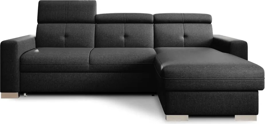 Черен разтегателен ъглов диван с място за съхранение (десен ъгъл) Fresia – ELTAP