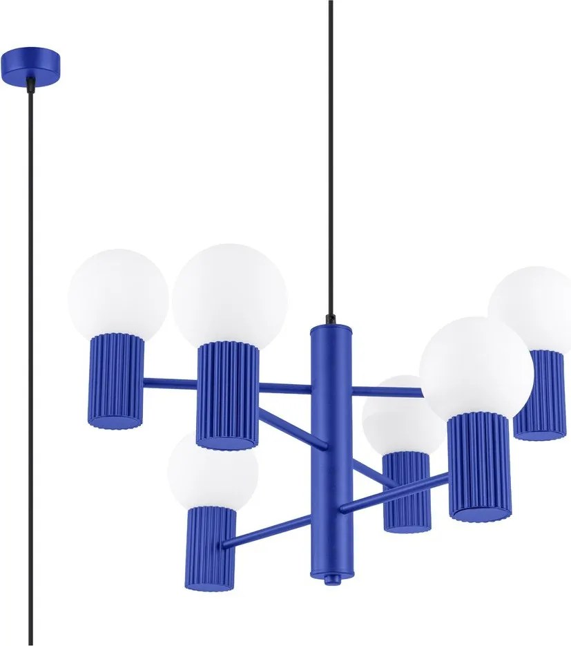Синьо висящо осветително тяло със стъклен абажур Orbital – Sollux