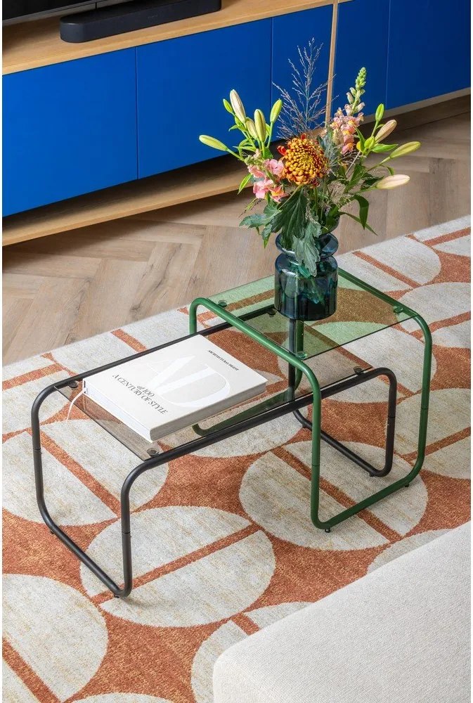 Черна масичка за кафе със стъклен плот 40x80 cm Ventana – Leitmotiv