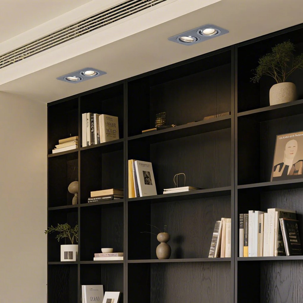 Заоблен вграден прожектор Gunmetal GU10 50mm Въртящ се и накланящ се IP44 2-светлини - Alberto