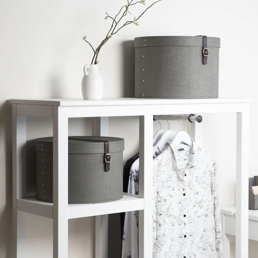 Сиви картонени кутии за съхранение в комплект 2 бр. с капаци ø 37,5x25,5 cm Rut Canvas Paper Laminate – Bigso