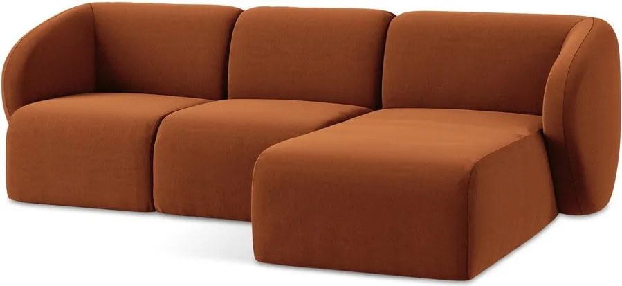 Теракотен кадифен ъглов диван (десен ъгъл) Lani – Makamii