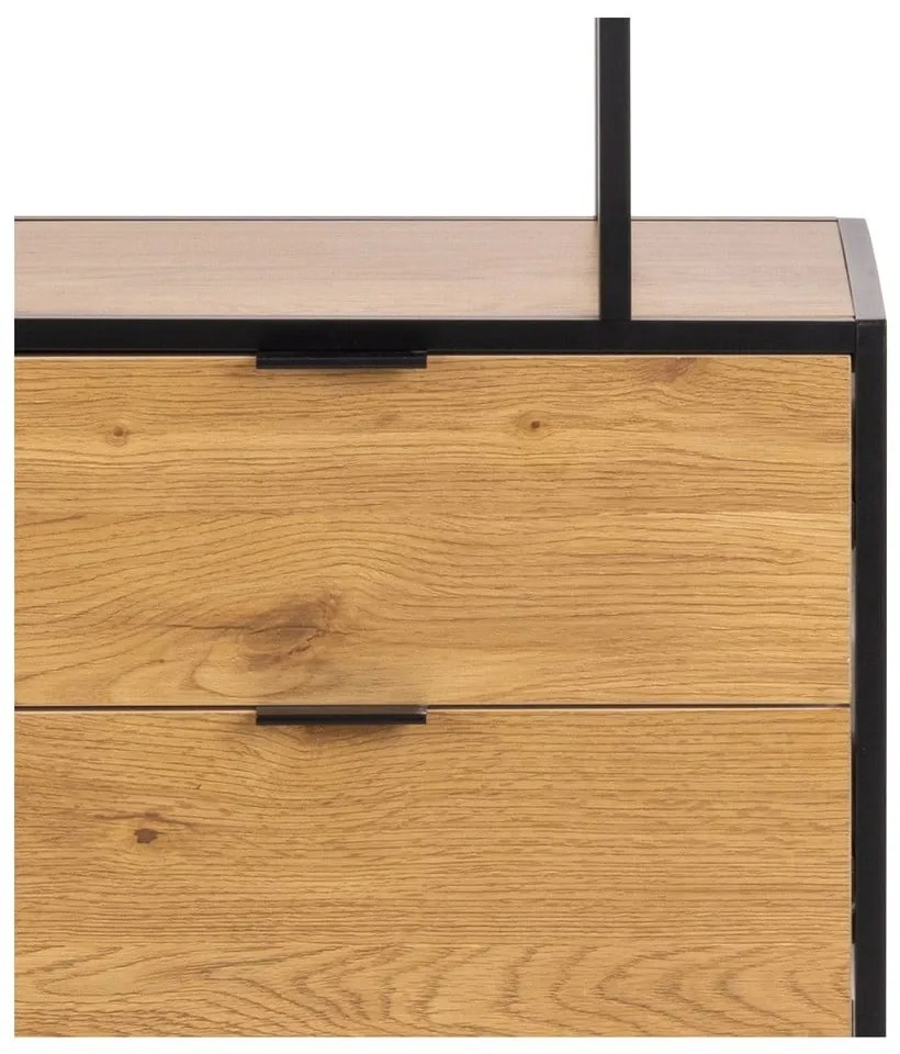 Библиотека от дъбов декор в черен и естествен цвят 77x185x35 cm Seaford – Actona