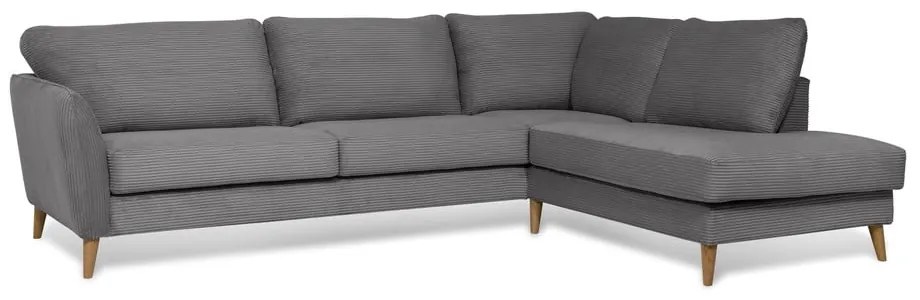 Тъмносив ъглов диван от рипсено кадифе (десен ъгъл) Paris – Scandic