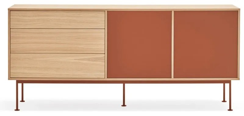 Керемиденочервен скрин с дъбов фурнир , ширина 180 см Yoko - Teulat