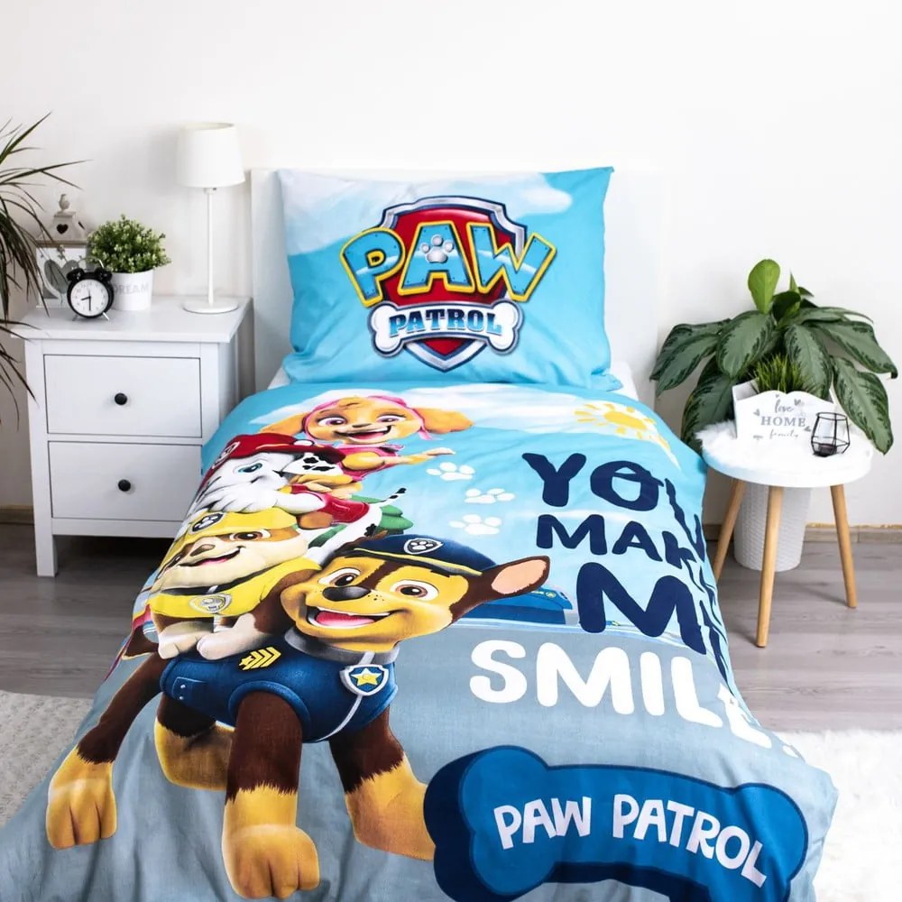 Единично памучно детско спално бельо със светещ ефект 140x200 cm Paw Patrol – Jerry Fabrics