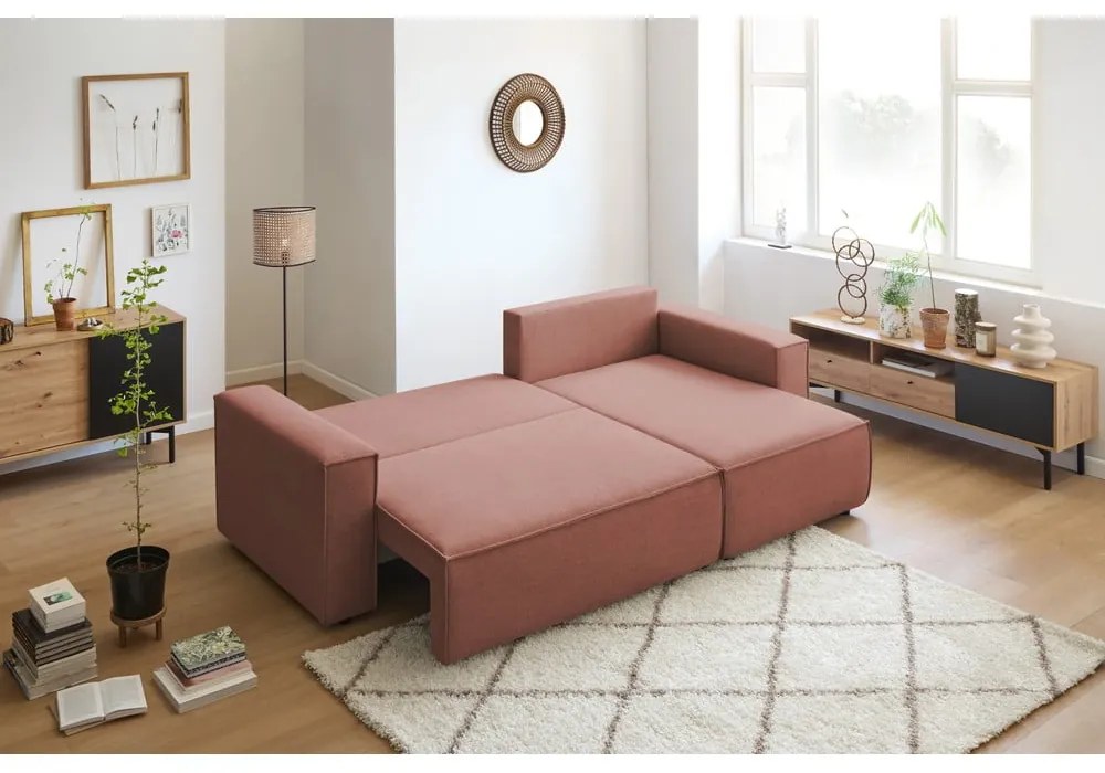 Розов променлив разтегателен диван Nihad - Bobochic Paris