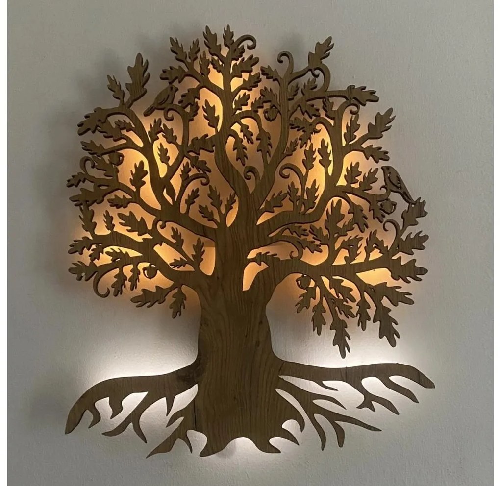 Li-Go 23673/DUB2 - LED стенна декорация LED/10W/5V 20000 mAh 45x55 cm дъб + ДУ