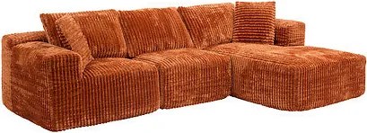 Компресиран ъглов диван atmosphera Solka, 254 cm,Кордурой - Амбър