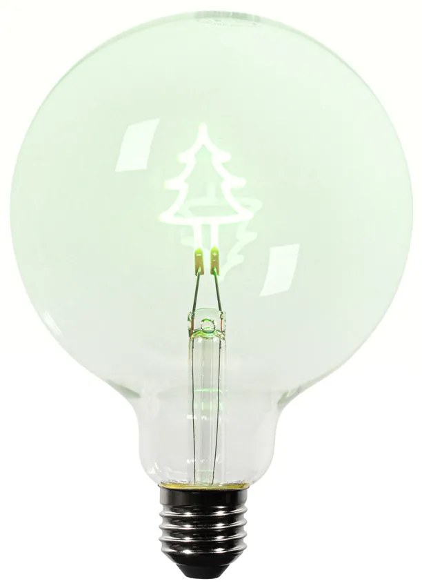 Коледна LED крушка E27 с филамент Коледно дърво G125 Прозрачна 1.8W 100 lm