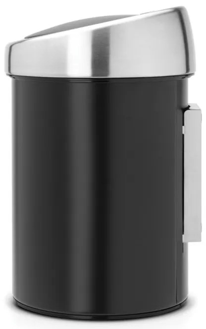 Кош за боклук Brabantia Touch Bin 647214, 3 л, Плавно и безшумно отваряне, Стенен монтаж, Черен/инокс