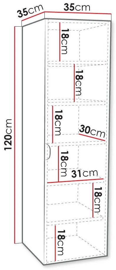 Вертикален шкаф за баня Aniabo plus-Leuko