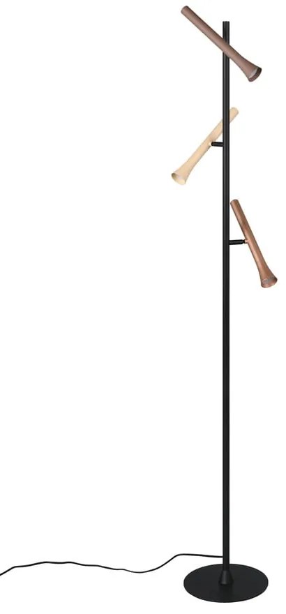 Черна LED подова лампа с метален абажур (височина 150 cm) Fiato – Trio