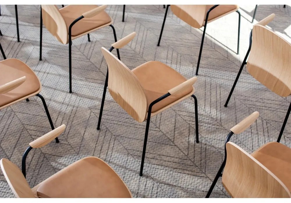 Кафяви/в цвят кафяв коняк трапезни столове в комплект с подлакътници/за подреждане 2 бр. от декор от орех Book – Gazzda