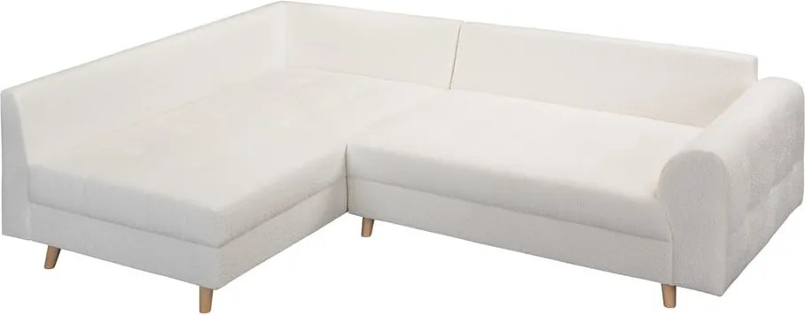Бял ъглов диван от плат букле (ляв ъгъл) Ariella - Ropez