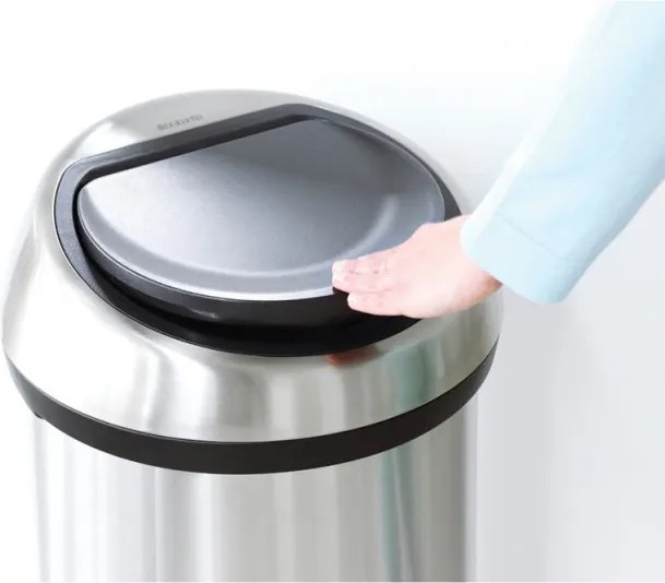 Кош за боклук Brabantia Touch Bin 647251, 60 л, Плавно и безшумно отваряне, Черен/инокс