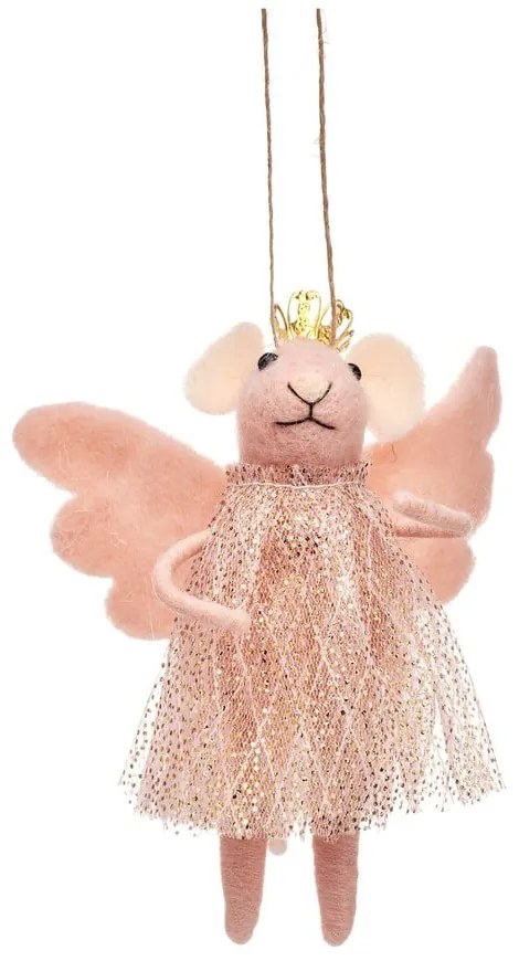 Текстилна ръчно изработена коледна украса 13 cm Pink Princess Fairy Mouse – Sass &amp; Belle