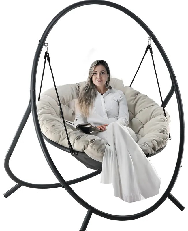 Луксозен висящ фотьойл PATIO с възглавница Сиви възглавници