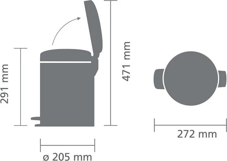 Кош за боклук с педал Brabantia NewIcon 1010434, 5 л, Леко затваряне, Противоплъзгаща основа, Светлосив