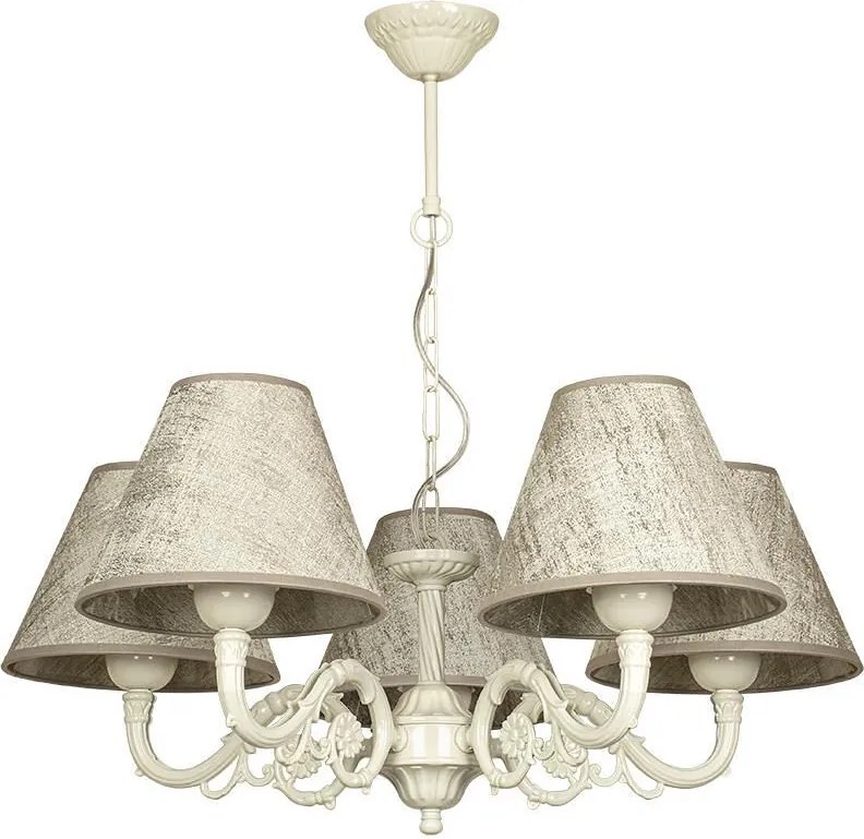 Полилей МОНРО, крем, абажури Сарай Бронз, 5xE27
