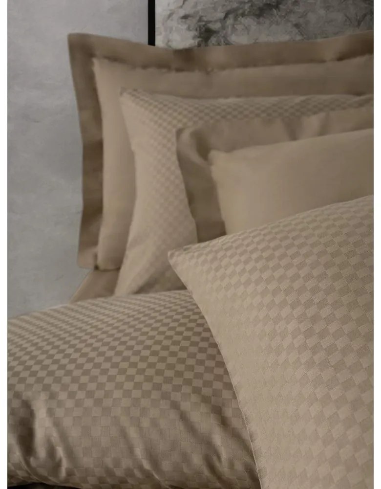 Кафяво двойно удължено спално бельо от памук Renforcé 240x220 cm Checkered – Mila Home Luxury