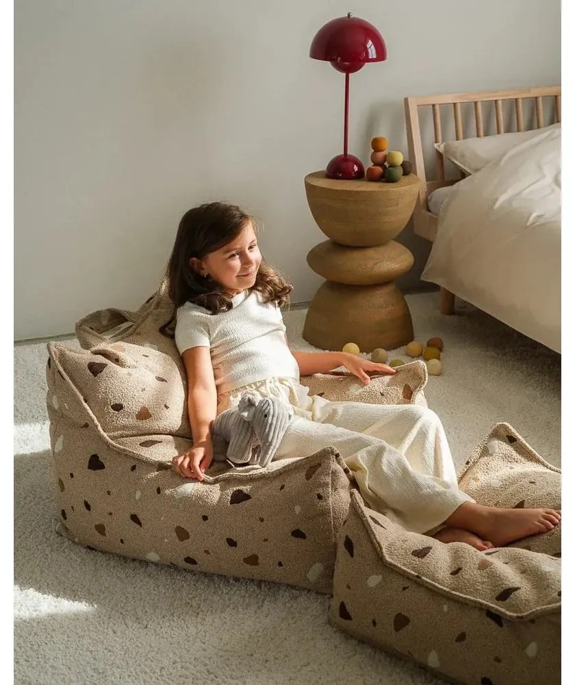 Светлокафяв детски пуф от букле и шенил Terrazzo Chair – Wigiwama