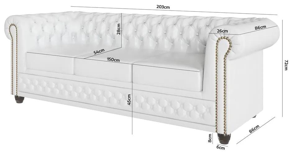 Бял диван от изкуствена кожа 203 cm York - Ropez