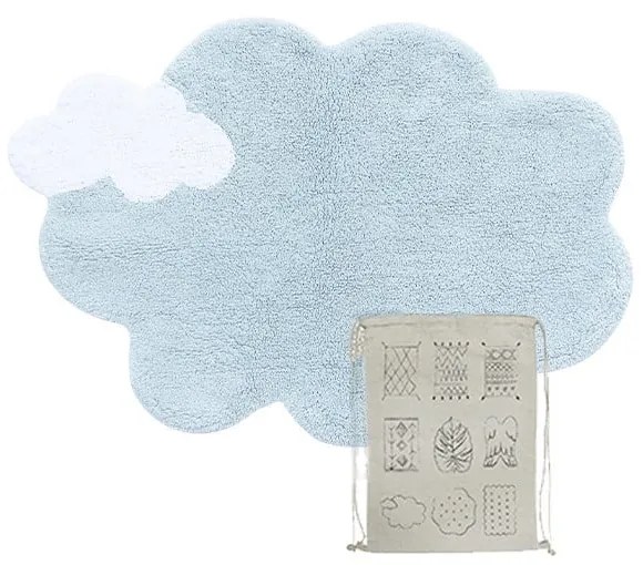 Светлосин ръчно изработен памучен детски килим подходящ за пране 70x100 cm Mini Dream – Lorena Canals