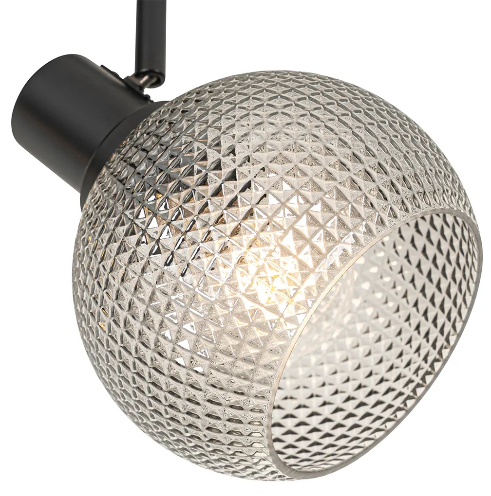 Дизайнерски прожектор черен с опушено стъкло 2-светлина - Chico