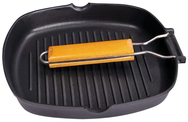 Грил тиган със сгъваема дръжка SAPIR SP 4316 C26, 26 см, Незалепващ, Черен
