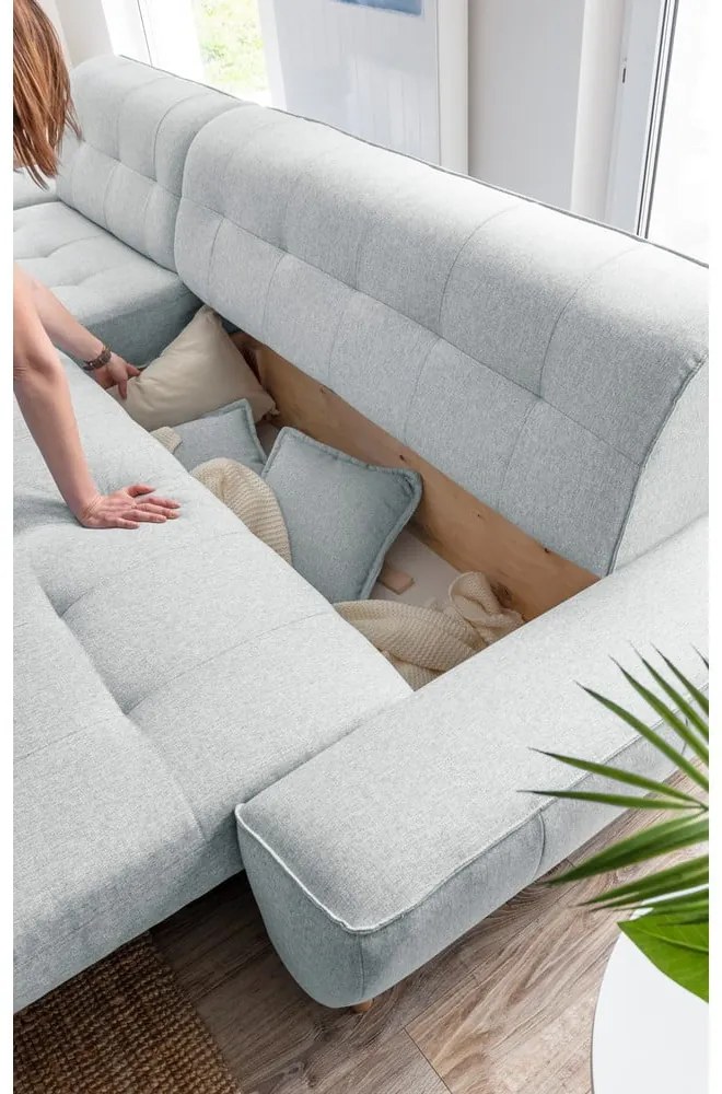 Светлосив разтегателен диван променлив ъглов диван Dazzling Daisy - Miuform