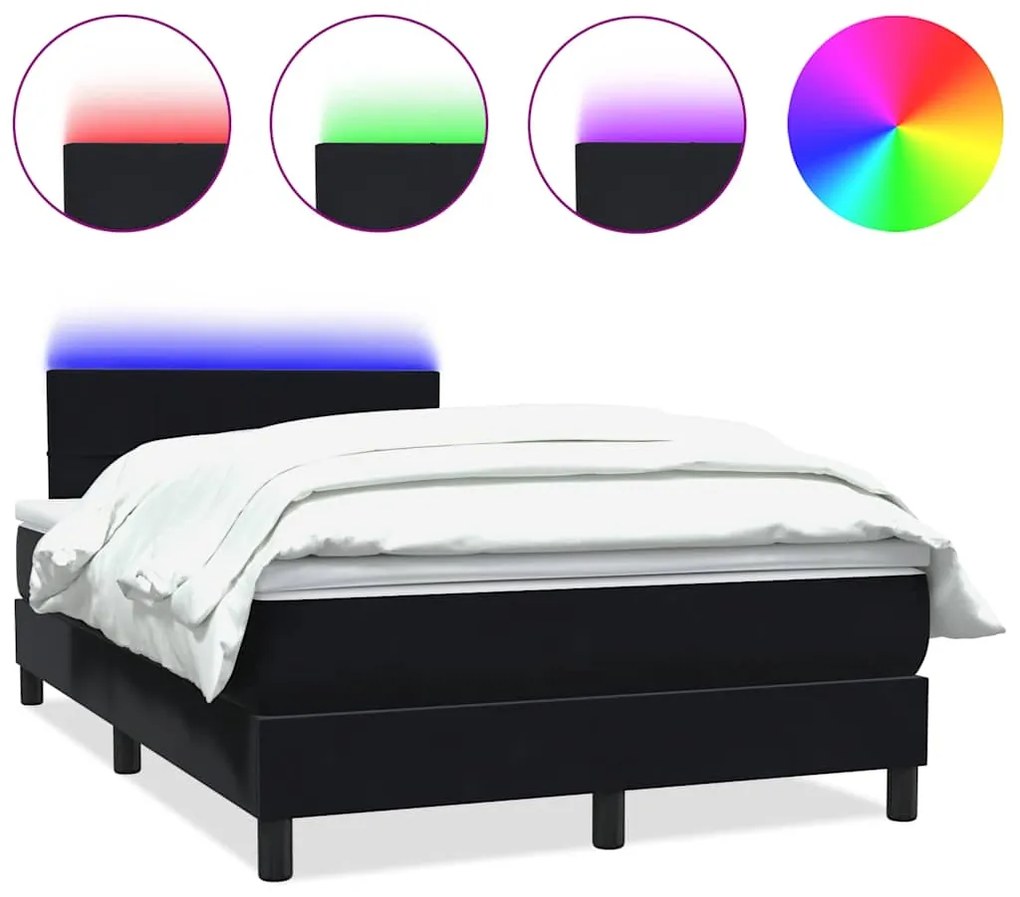 3316877 vidaXL Боксспринг легло с матрак и LED, черно, 120x210 см, кадифе