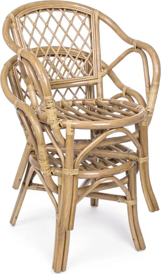 Градински стол от масивно дърво/ратанов в естествен цвят Athina – Bizzotto