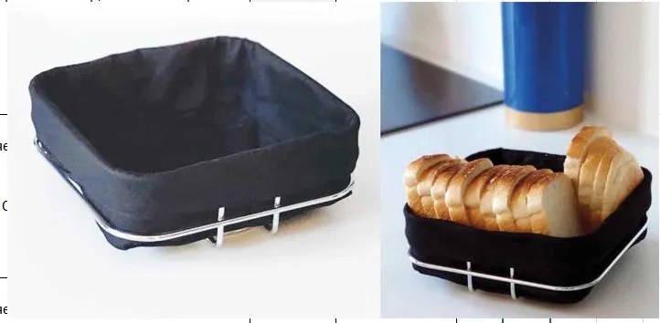 Панер за хляб OLIVER BROWN OB-1225-B, 21х21х8.5 см, Метал, Текстил, Черен