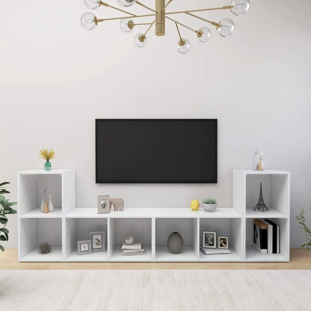 3079970 vidaXL ТВ шкафове, 4 бр, бeли, 72x35x36,5 см, инженерно дърво