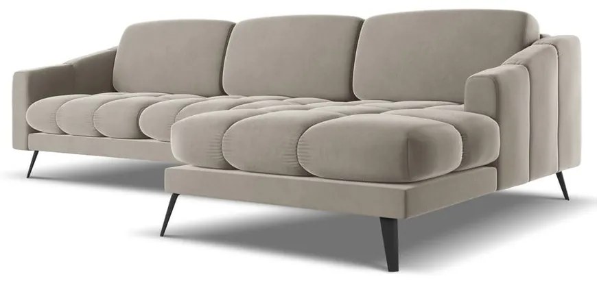 Бежов кадифен ъглов диван (десен ъгъл) Nalu – Makamii