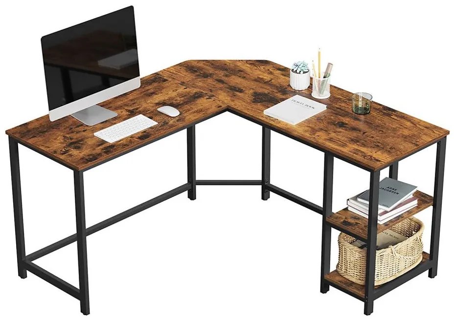 Ъглово бюро SOLEA кафяво/черно