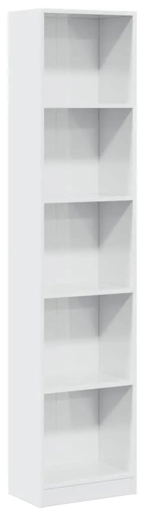 858305 vidaXL Библиотека, бял гланц, 40x24x176 см, инженерно дърво