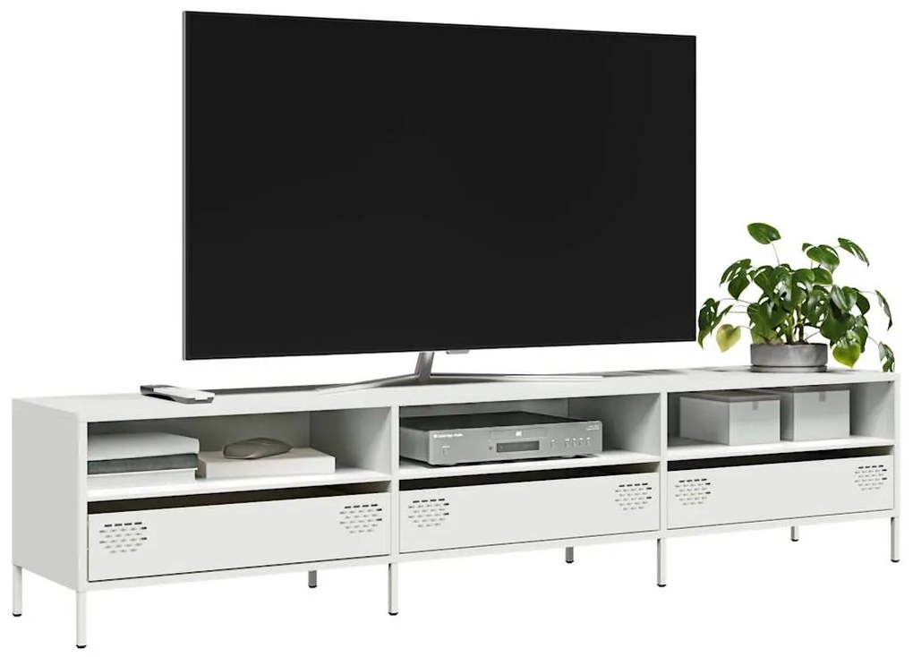 851351 vidaXL ТВ шкаф бял 202x39x43,5 см студеновалцувана стомана