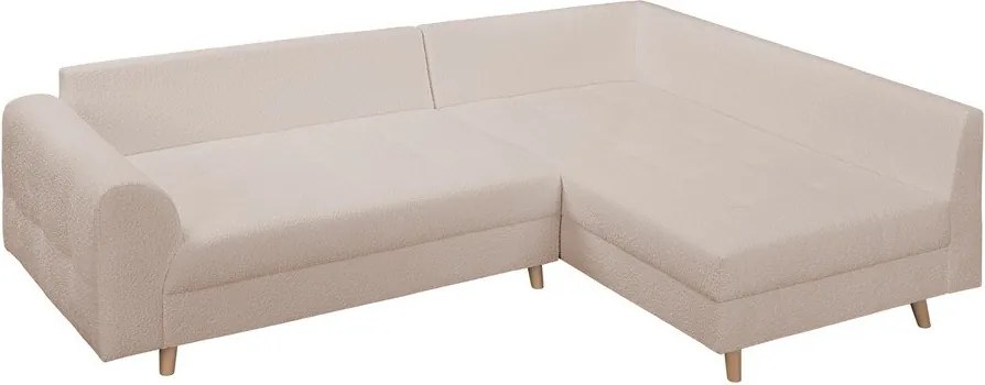 Бежов ъглов диван от плат букле (десен ъгъл) Ariella - Ropez