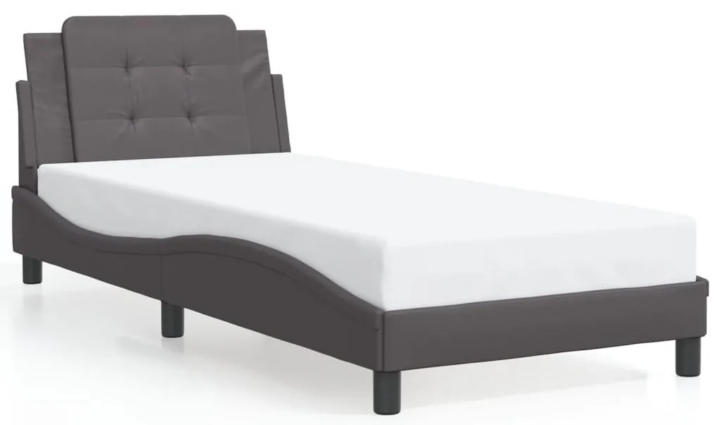 3208166 vidaXL Рамка за легло без матрак Zadar, сива, 100x200 см, изкуствена кожа