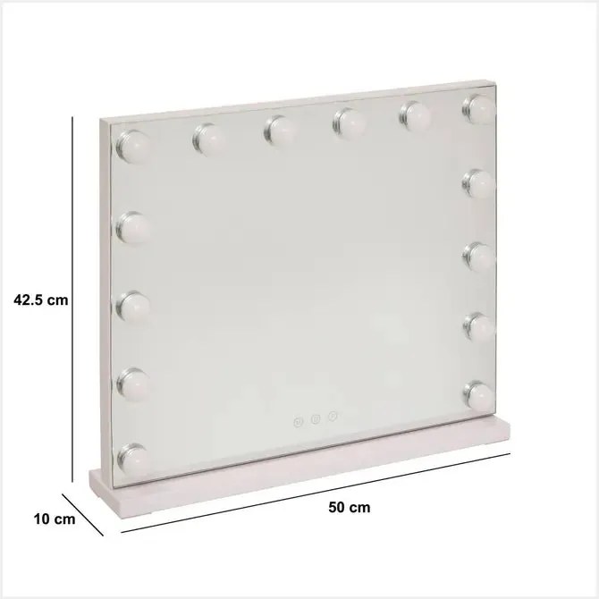 Огледало за баня 5five Holly, LED, 50x10x42.5 cm, Бяло