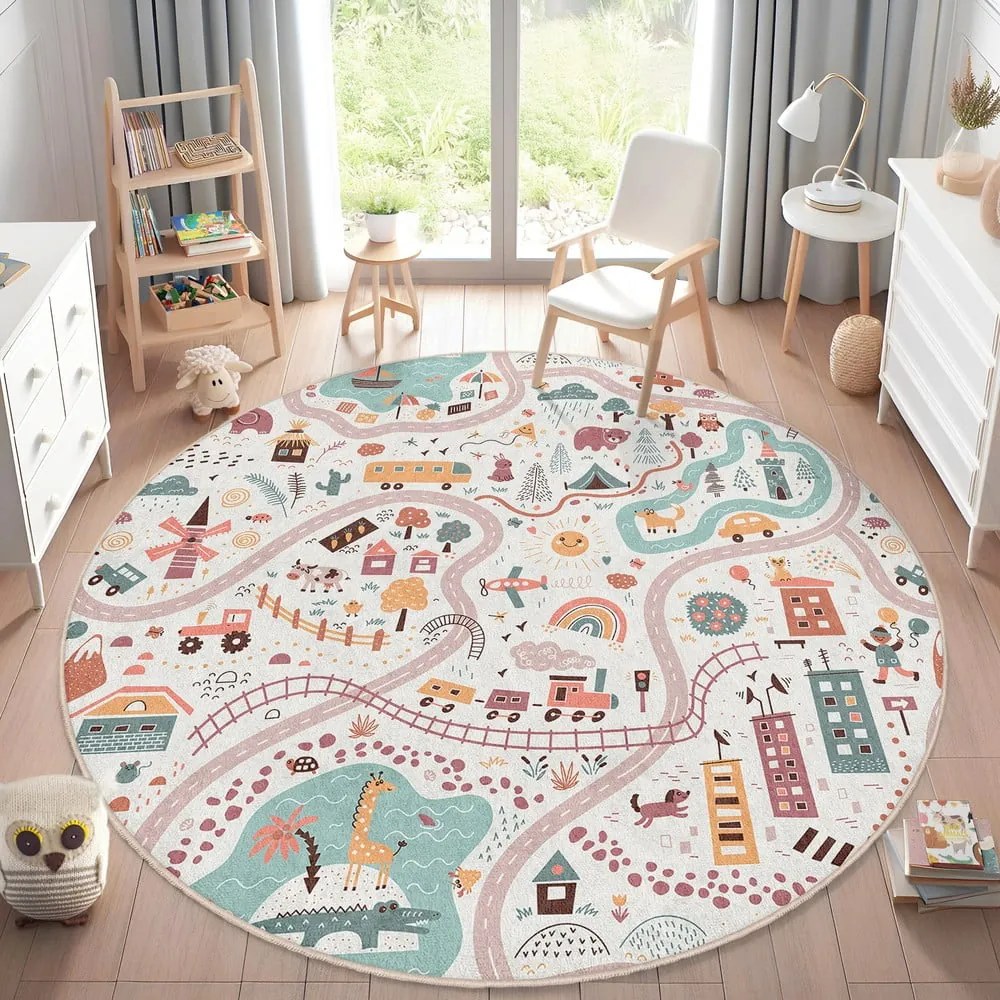 Детско килимче за игра подходящо за пране ø100 cm Furry World – Mila Home