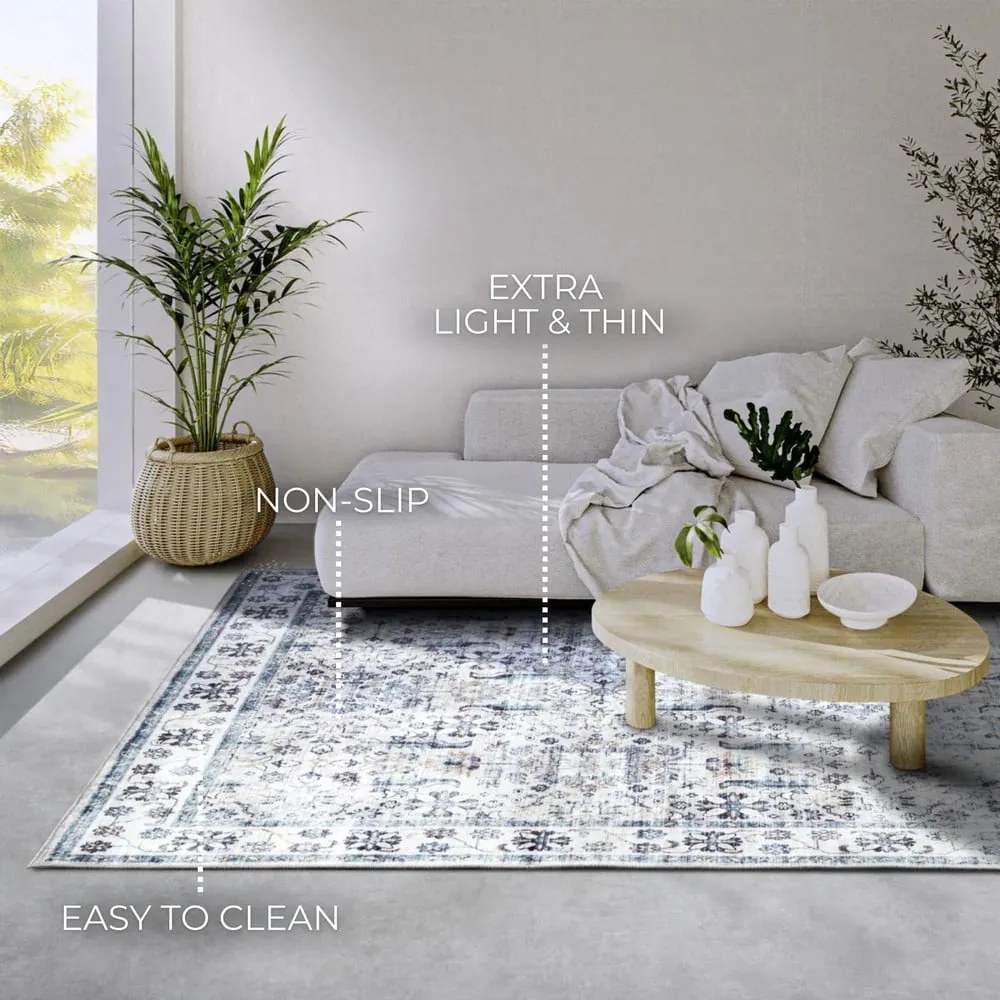 Светлосин килим 200x290 cm Saveh Cream Blue – Elle Decoration