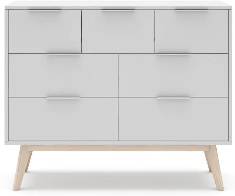 Бял нисък скрин с чекмеджета 120x83 cm Campus - Marckeric