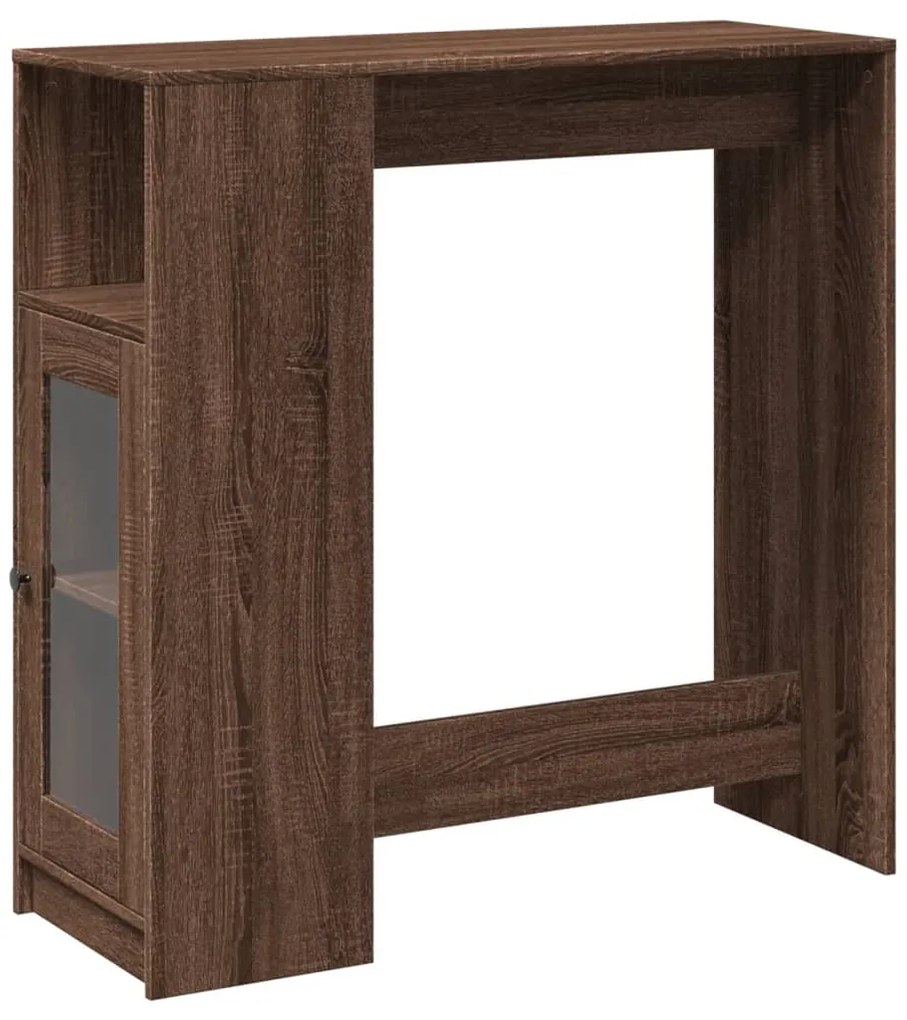 854370 vidaXL Бар маса с рафтове, кафяв дъб, 101x40x103,5 см, инженерно дърво