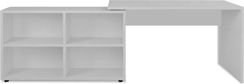 Ъглово бюро с четири рафта, бяло