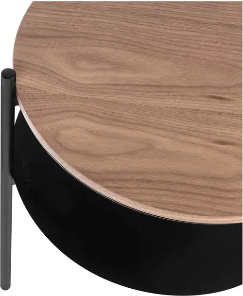 Черно/в тъмно естествен цвят нощно шкафче с орехов плот Tu – noo.ma